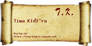Tima Klára névjegykártya